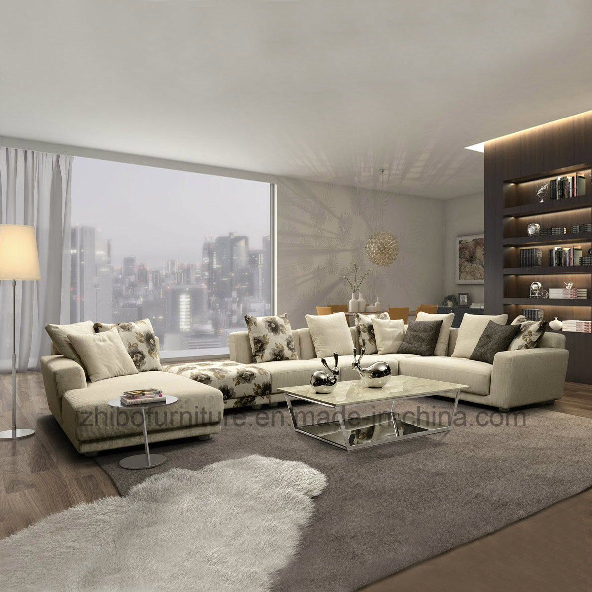 U Shape Movable Fabric Sofa for Living Room Furniture