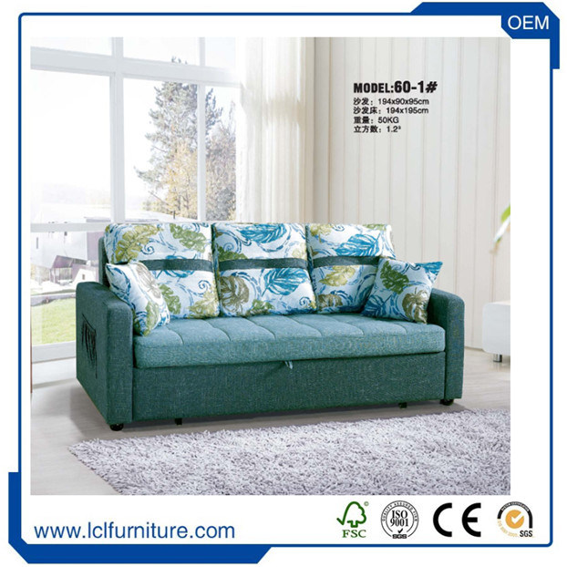 Living Room 3 Seater Fabric Cover Foam Folding Sofa Bed with Arms