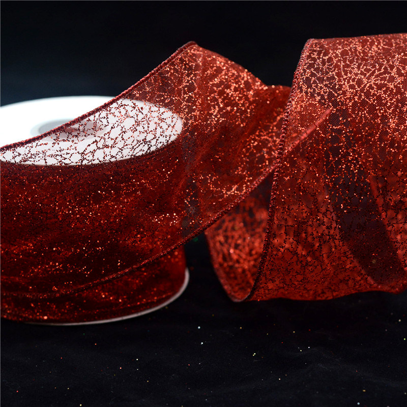 Silver Snowflakes Organza Christmas Decor Ribbons with Wire