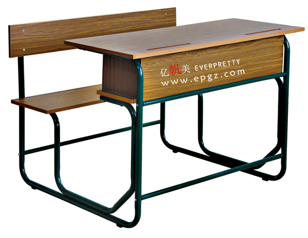 School Furniture Wooden Double Desk with Bench (GT-57)
