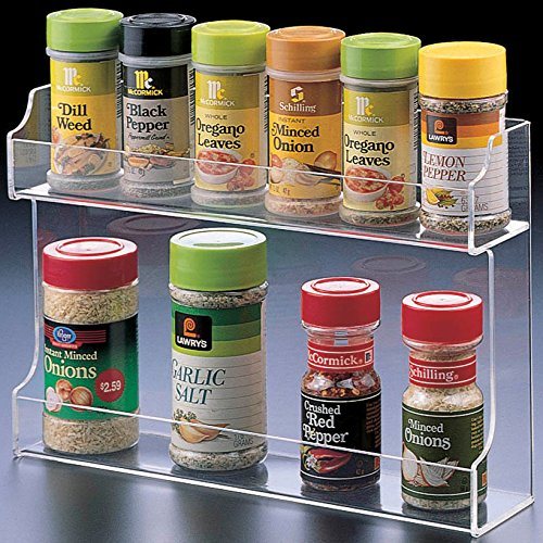 Two Shelf Acrylic Spice Rack Organizer, Cabinet Mount Potential