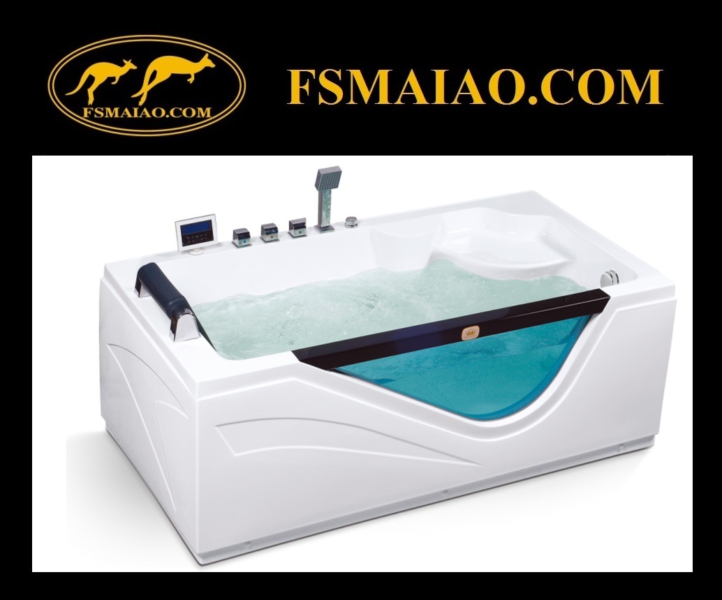 Rectangular Acrylic Freestanding Massage Bathtub W/ Tempered Glass (MG-109)