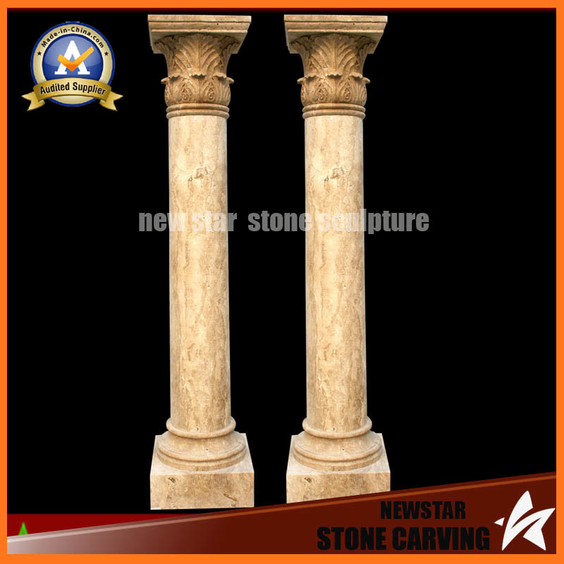 Beige Color Hand Carved Stone Carving Roman Column (NS-11C12)