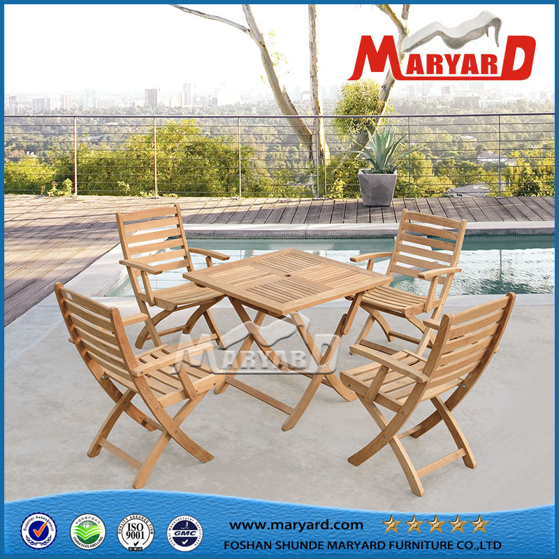 100% Solid Wood Garden Furniture Folding Teak Chairs & Dining Table
