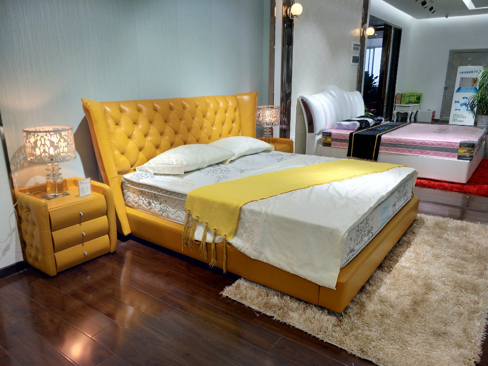 High Quality Fashion Design Real Leather Soft Bed (SBT-32)
