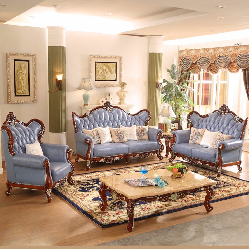 Wood Leather Sofa Set for Living Room Furniture (530)