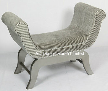 Vintage Fabric/Wooden Indoor Single Seat U Shape Bench