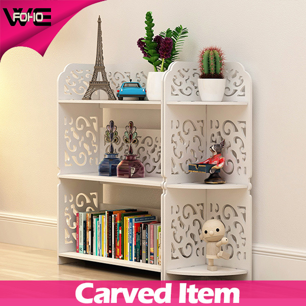 Exquisite Hollow out White Plastic-Wooden Modular Floating Shelving