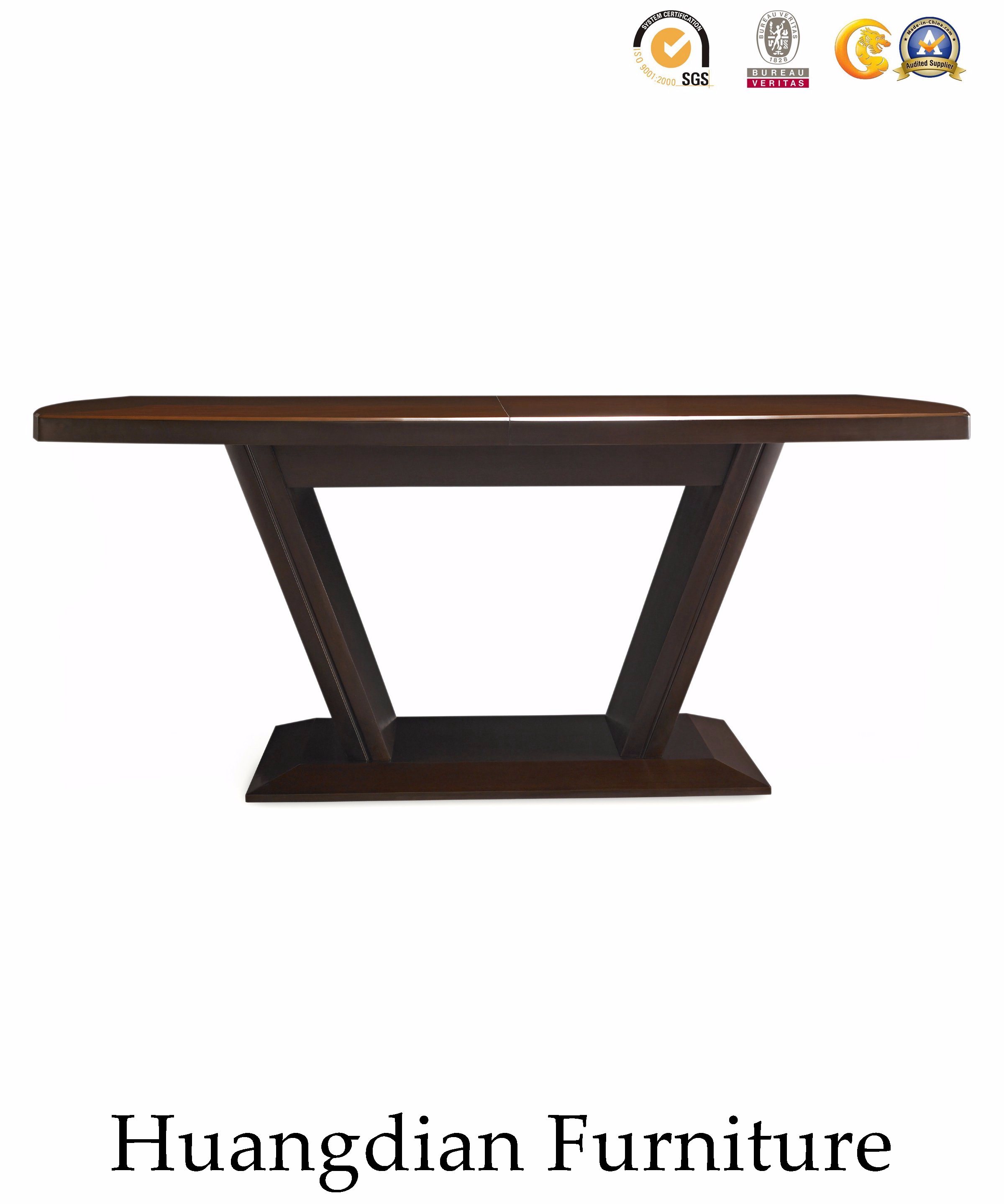 Square Solid Wood Edging Table Top and Wooded Legs Dining Table (HD887)