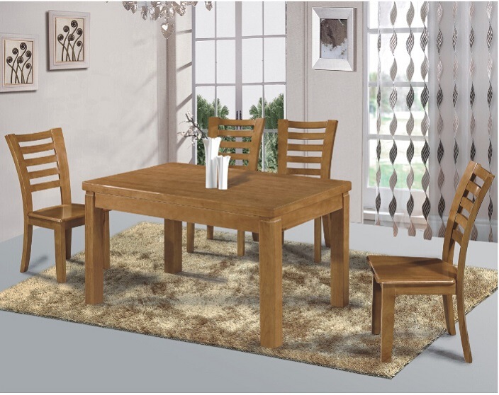 Solid Wood Old Style Dining Table with Dining Chairs