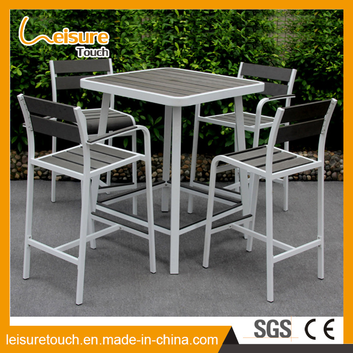 New Design Modern Leisure Coffee Bar Chair and Table Set Outdoor Garden Polywood Aluminum Furniture