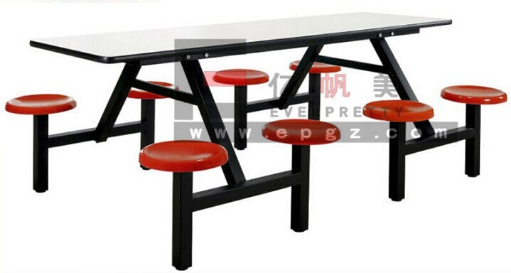 Factory Sell Yellow Rectangular 8-Seater School Dining Table Set with Steel Frame Furniture Dt-06