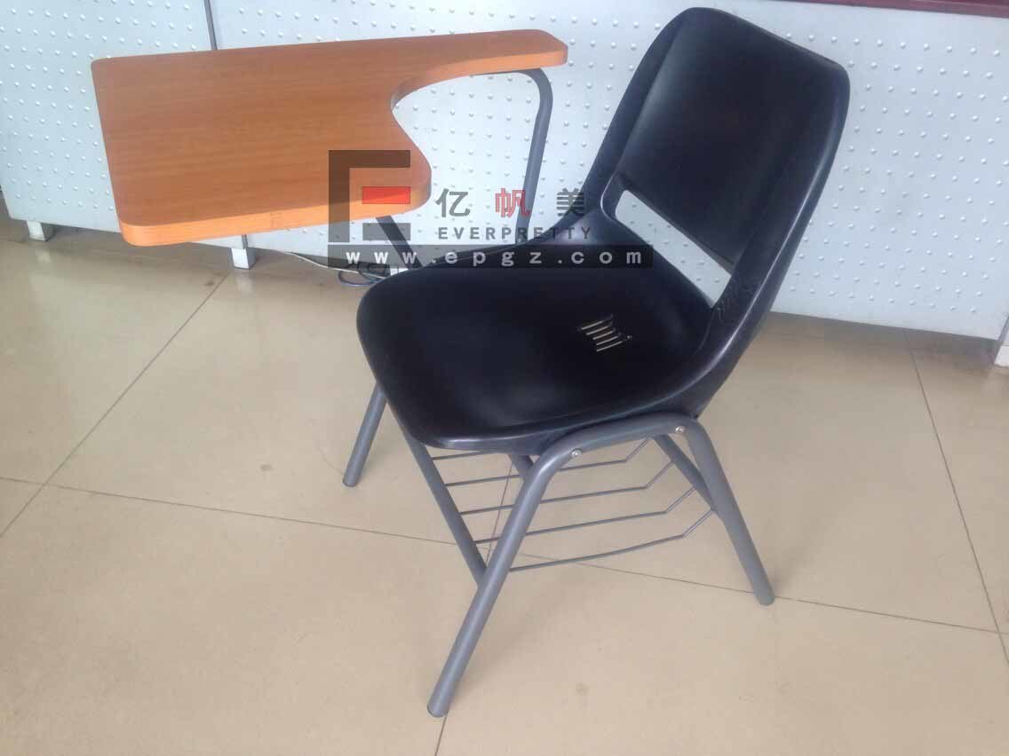 Plastic Student Chair with Big Size Wood Writing Tablet for Classroom