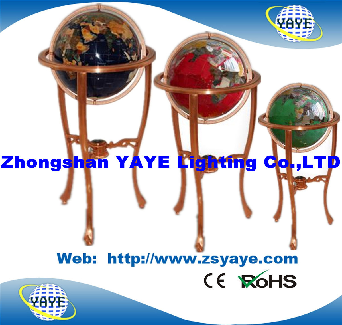 Yaye 18 Hot Sell 330mm/450mm/550mm/650mm Gemstone Globe, World Globe, Gifts and Crafts