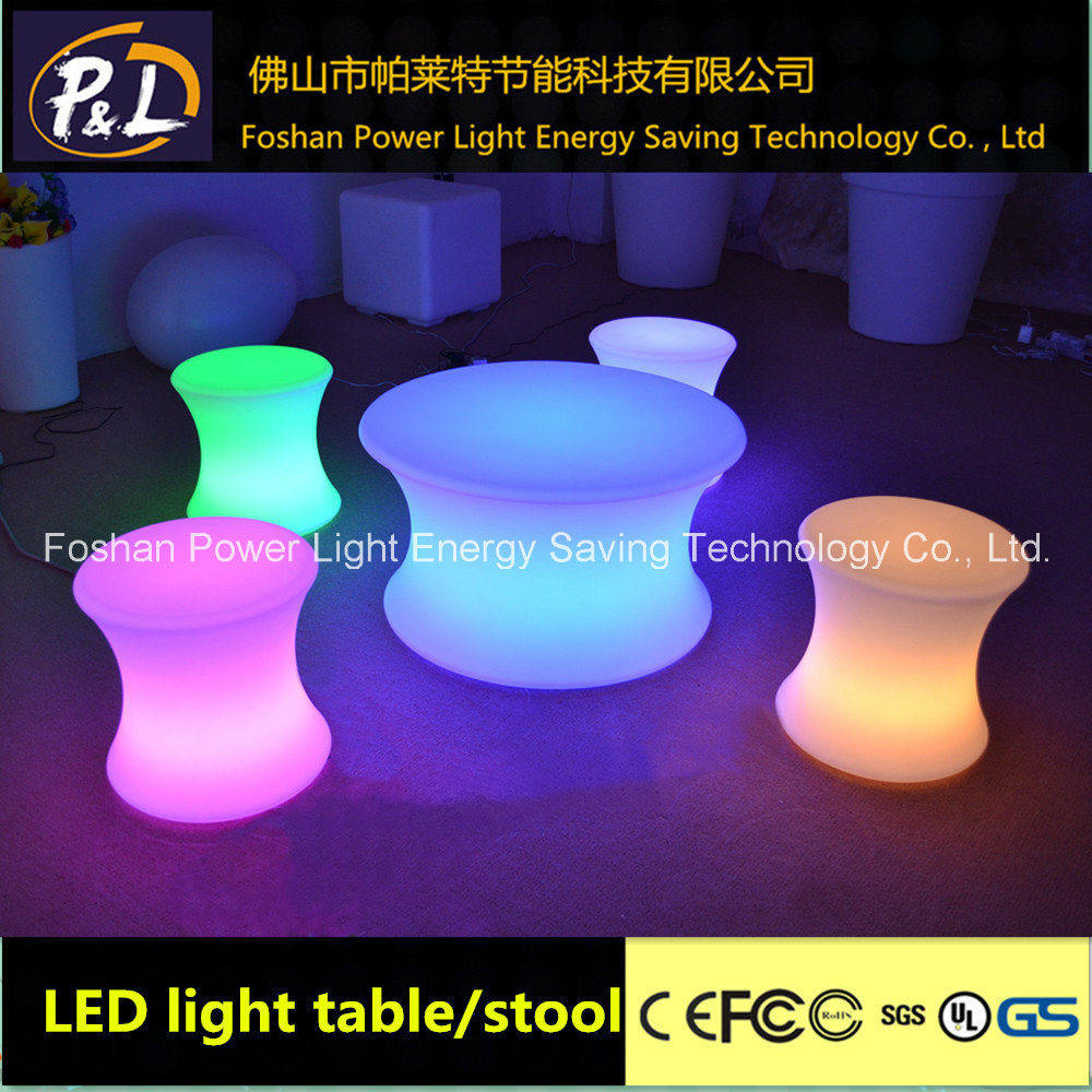 Illuminated Plastic LED Coffee Table LED Stool Lounge Decor