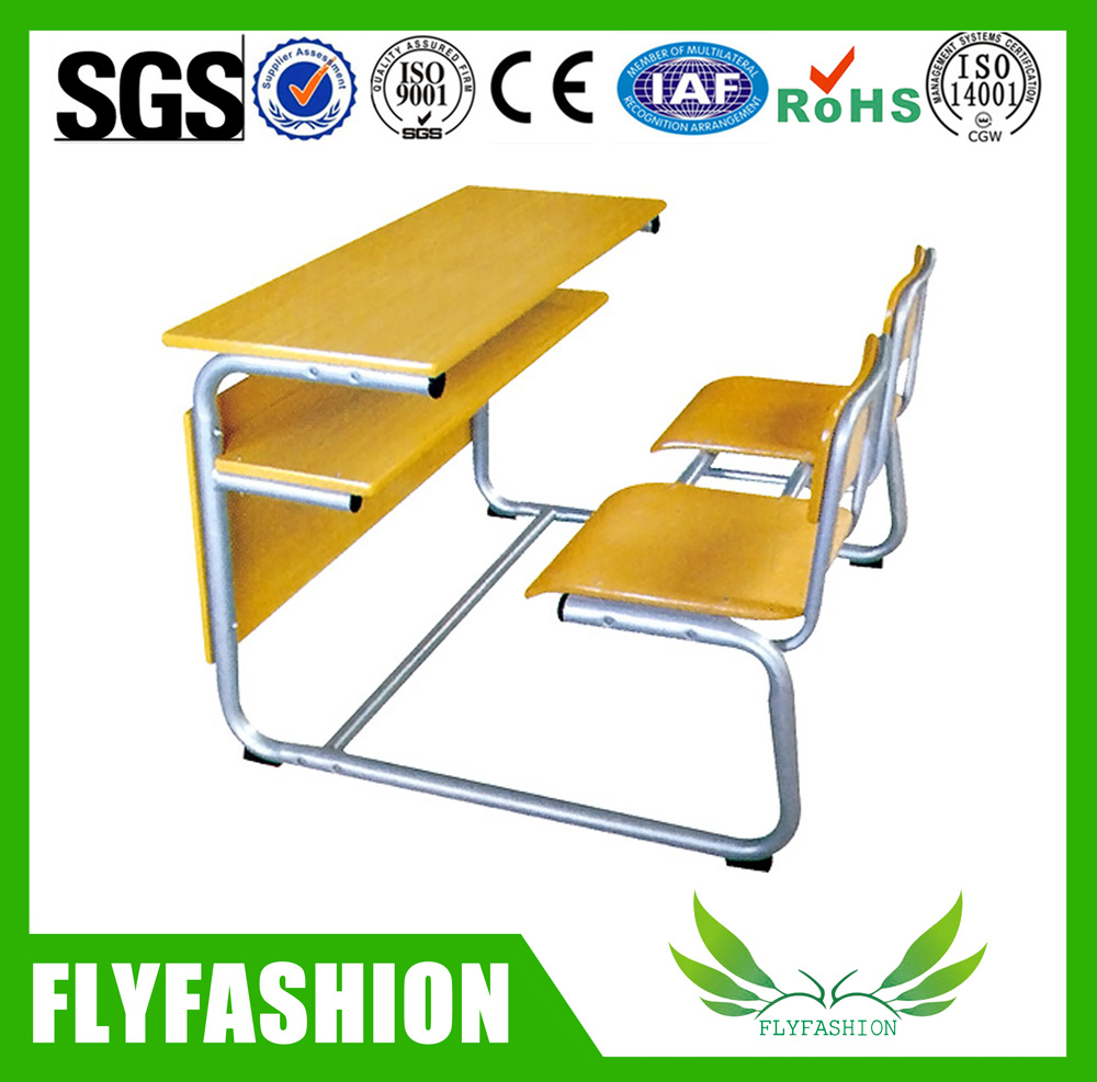 Wooden Combo Student Bench Student Desk and Chair Classroom Furniture (SF-41D)