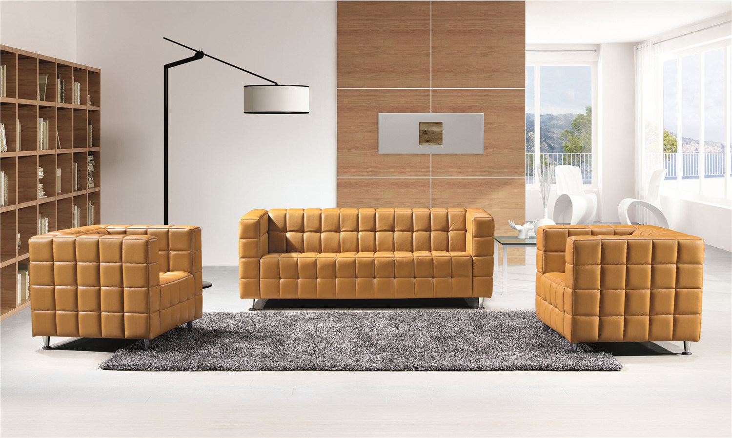 Yellow Popular Comfortable New Style T_Qube Metal Leg Sofa