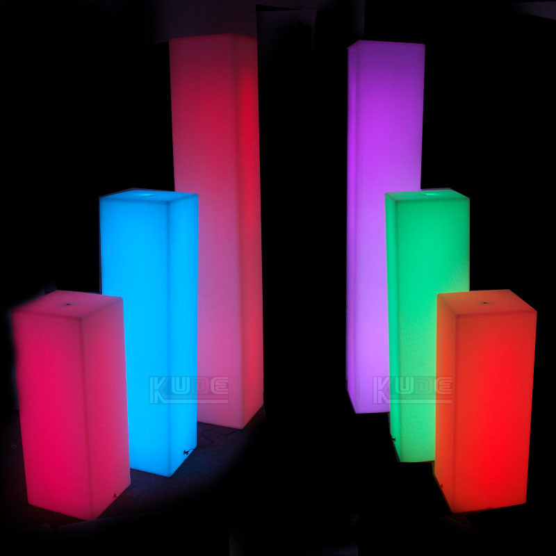Illuminated LED Square Cylinde with Lighting for Events Weddings Parties