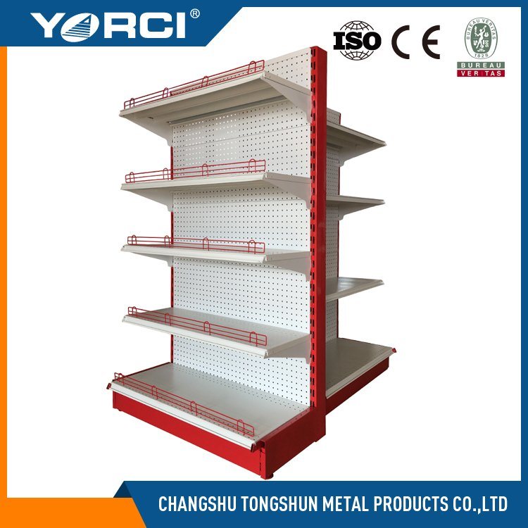 Perforated Panel Metal Supermarket Shelf/Supermarket Gondola Shelf
