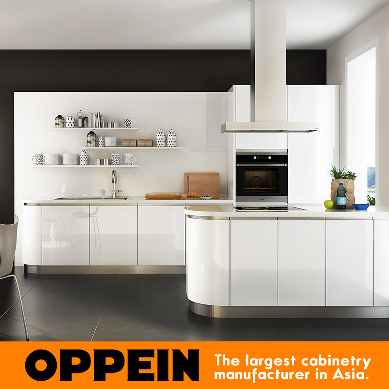 Oppein Hot Sale Modern White Acrylic Galley Small Kitchen (OP16-A03)