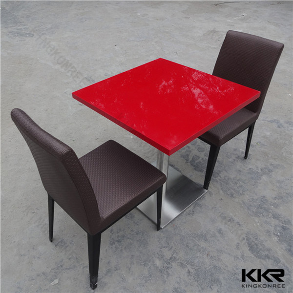 Modern Red Solid Surface Marble Top Restaurant Table