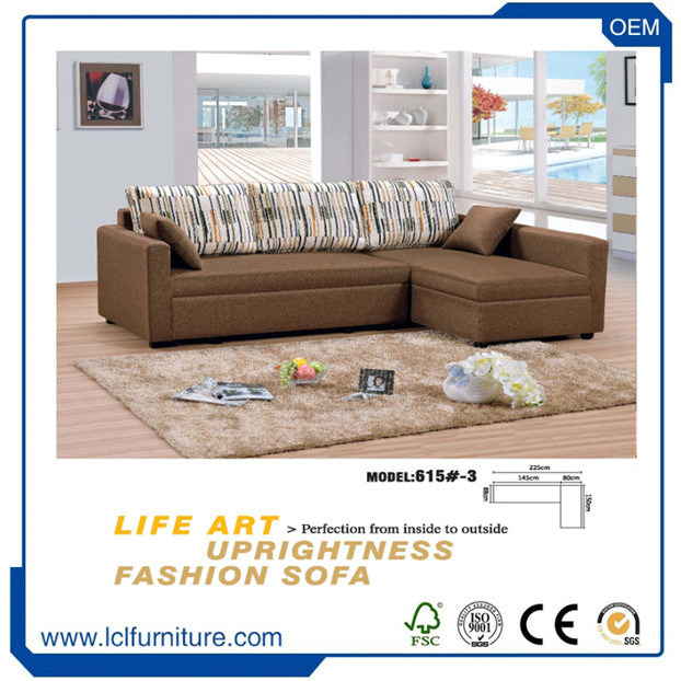 Home Furniture Yellow Genuine Leather Sofa in China with Sofa Bed