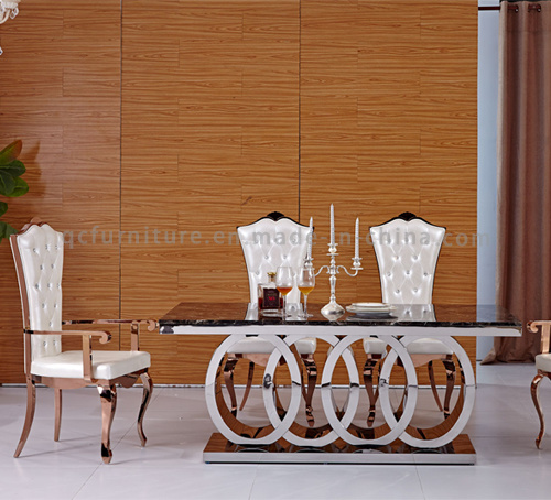 Dining Room Modern New Design Rectangle Shape Marble Top Metal Table