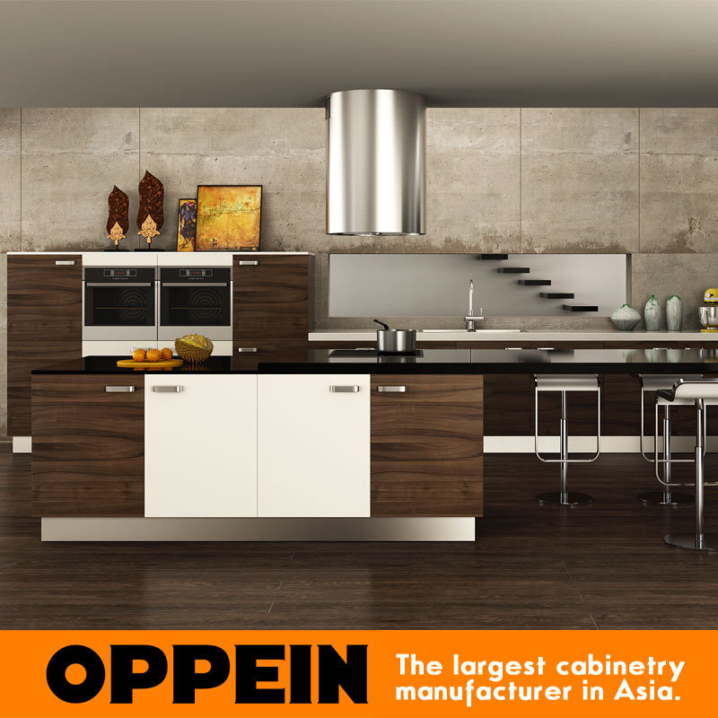 Modern Wood Grain MDF Kitchen Cabinets (OP15-PP03)