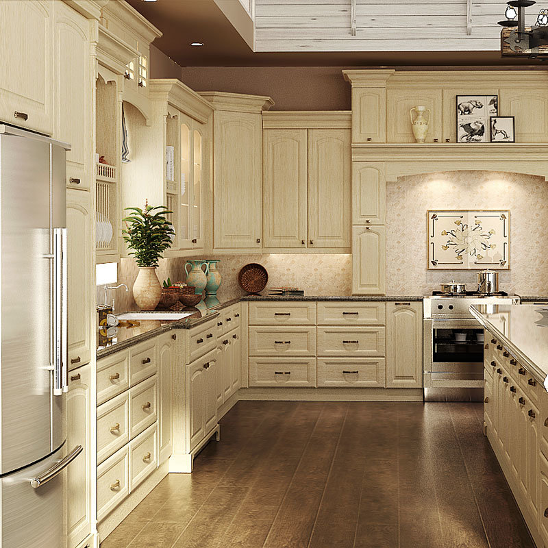 Noble White Solid Wood Kitchen Cabinets (OP15-S10)