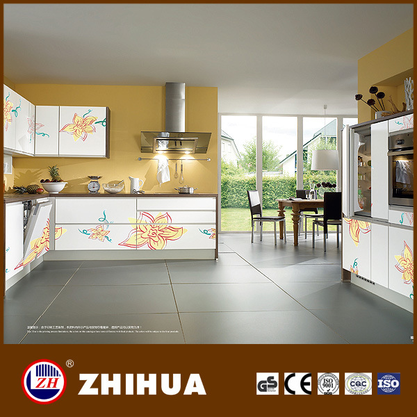Kitchen Cabinet with UV Flower Pattern Panel (ZH-C819)