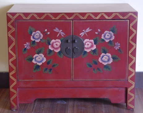Chinese Antique Flower Painted Cabinet Lwb579