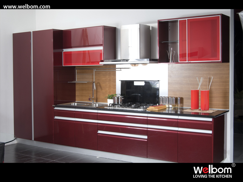 2016 Welbom Modular High Glossy Wood Kitchen Cabinet