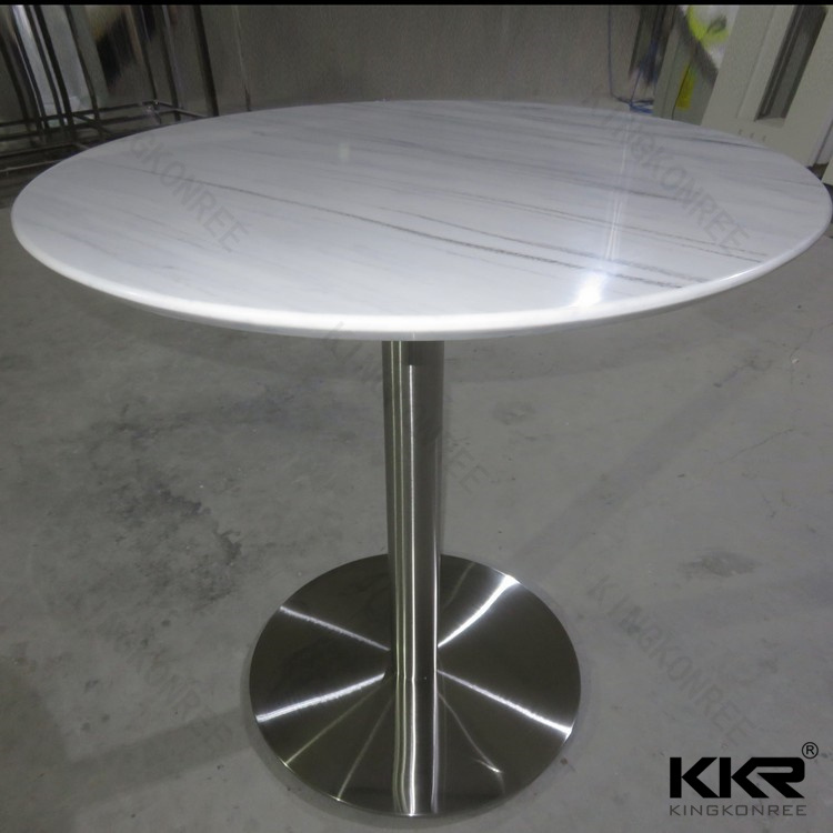 Hotel Furniture Marble Pattern Solid Surface Round Dining Table (171101)