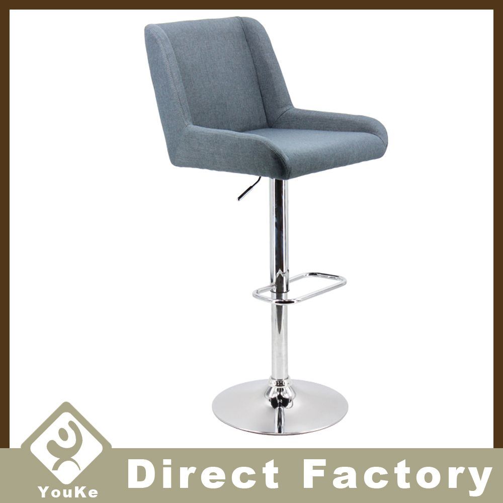 Fabric Industrial Chrome Swivel Bar Stool for Heavy People