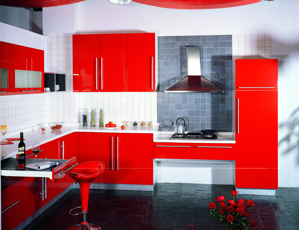 Red Glossy Kitchen Furniture (ZHUV factory)