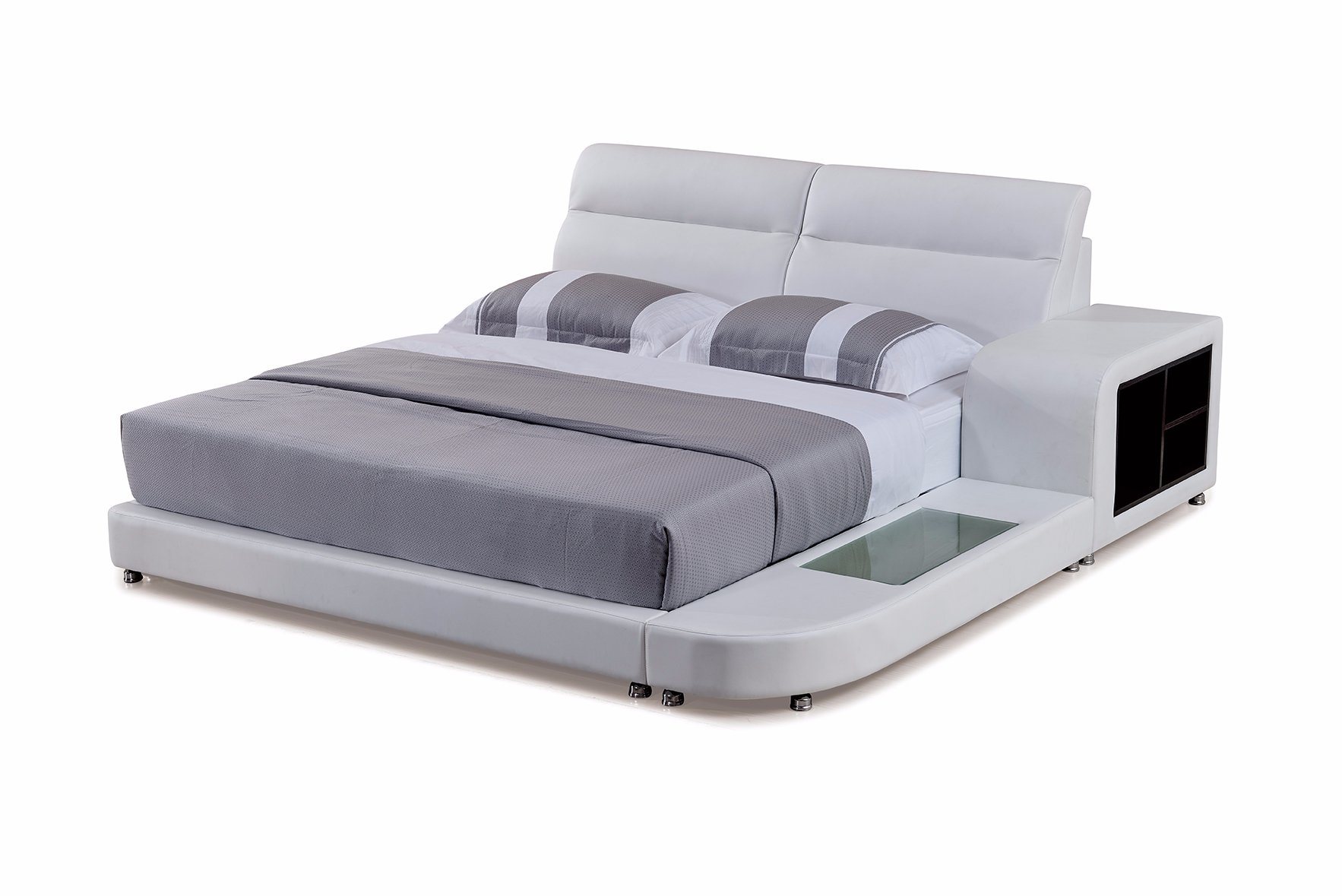 Modern Luxury Leather Bed with LED Panel