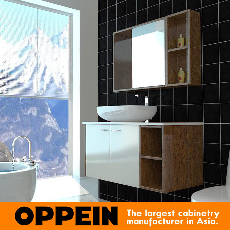Oppein Classic White&Brown Wooden Bathroom Cabinet (OP15-121B)