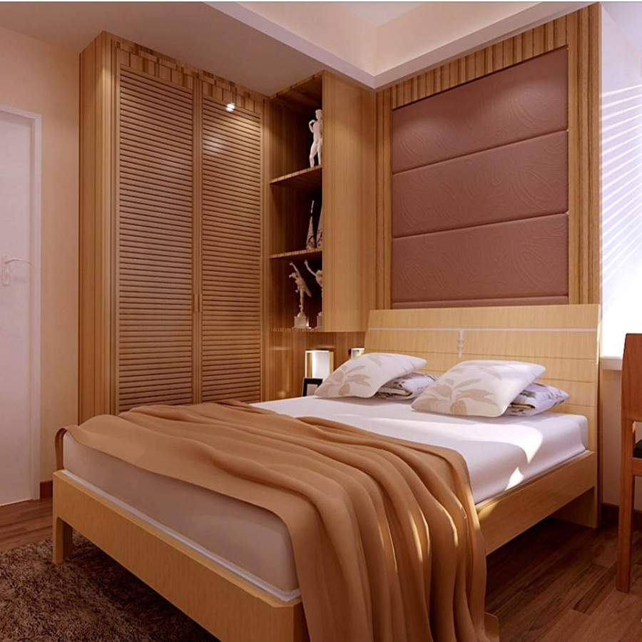 Tall Simple Sliding Shutter Door Partical Board Wardrobe Bedroom Furniture