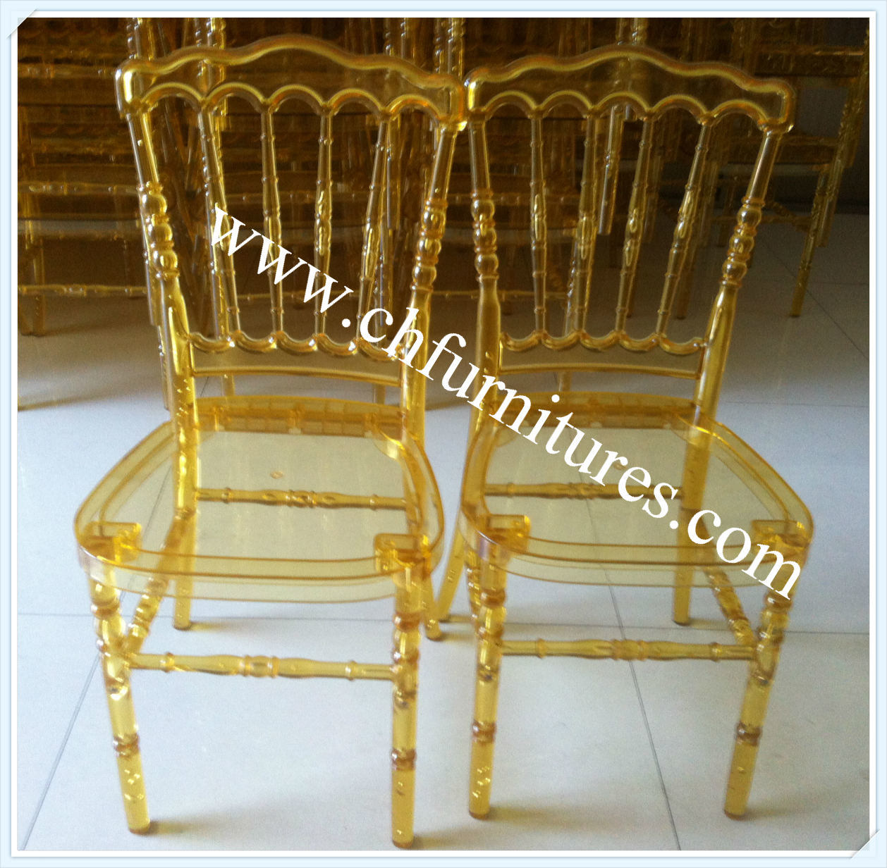 Kd Gold Transparent Napoleon Plastic Chair for Rental and Banquet (YC-P23-1)