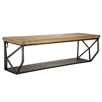 OEM Kitchen Geometric Metal Shelf with Wood Top