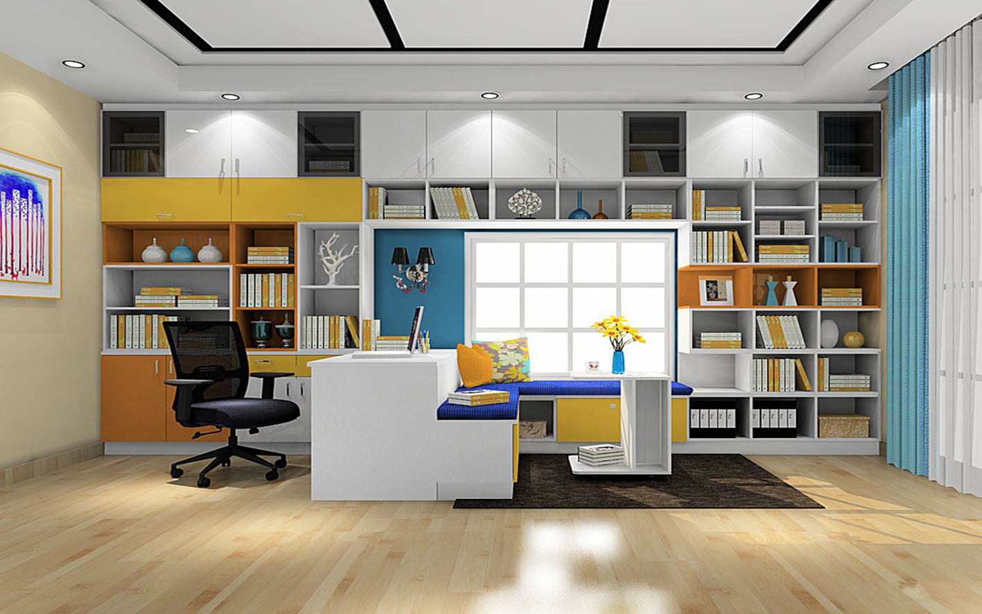 Pritical White Color Book Case Study Room Furniture (zj-005)
