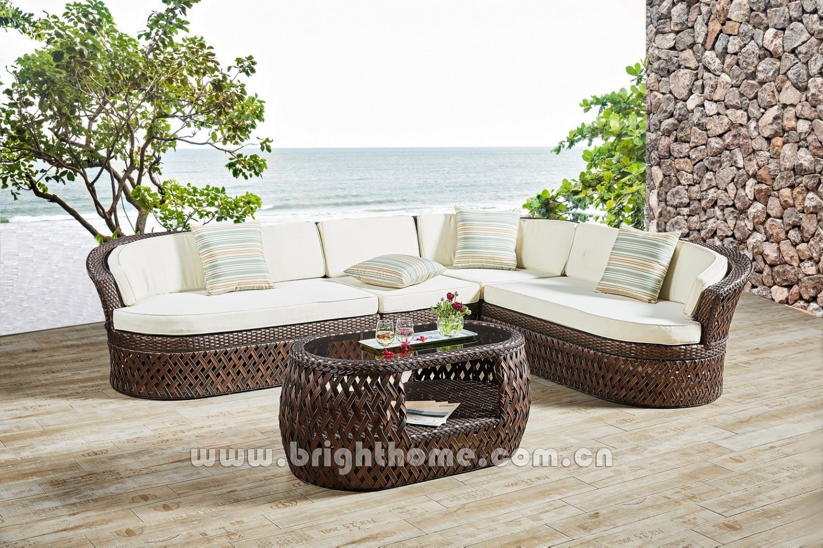 Hand Craft Outdoor Wicker Sofa Set Furniture Dubai Series