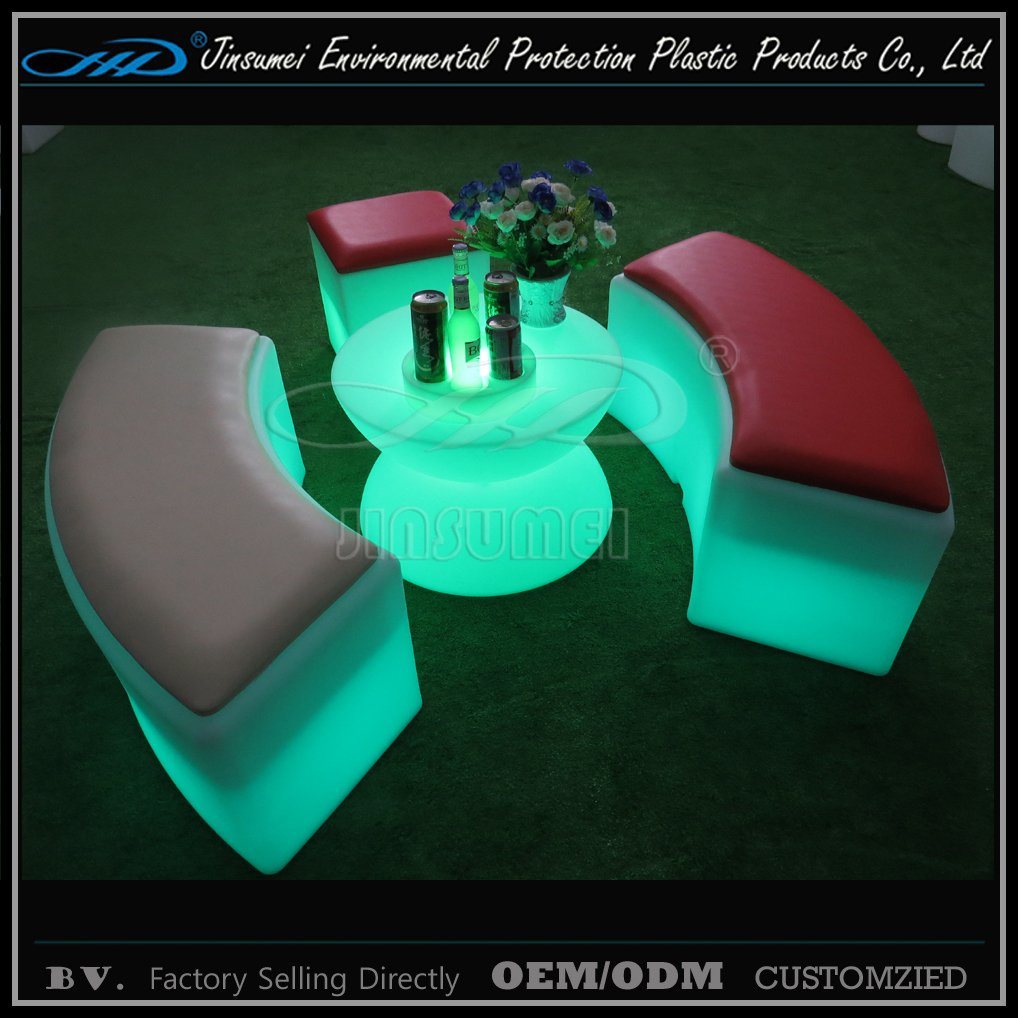 Remote Control Plastic LED Light up Bar Stool with Leather