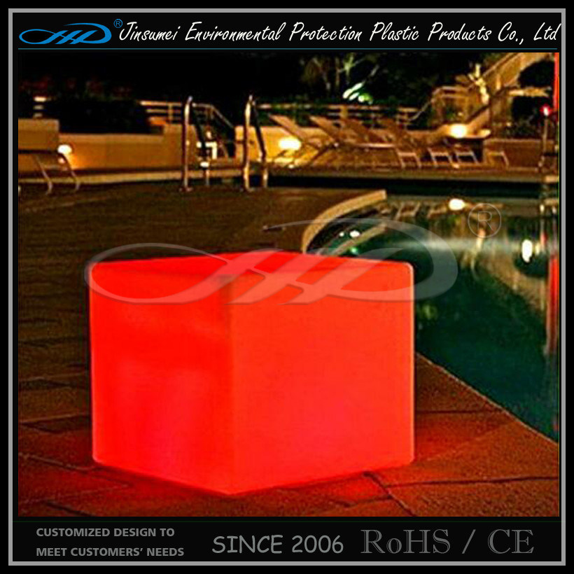 Plastic LED Cube Ottoman with Remote Control