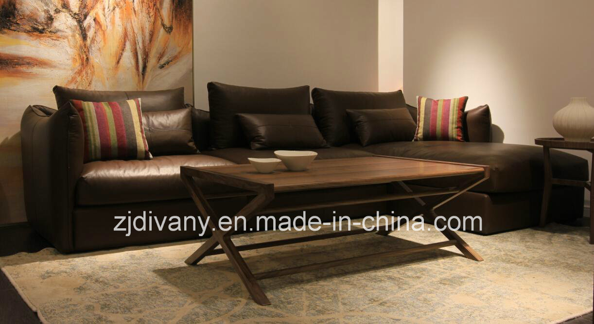 Italian Modern Leather Fabric 3 Seats Leather Sofa (D-74D+B+E)
