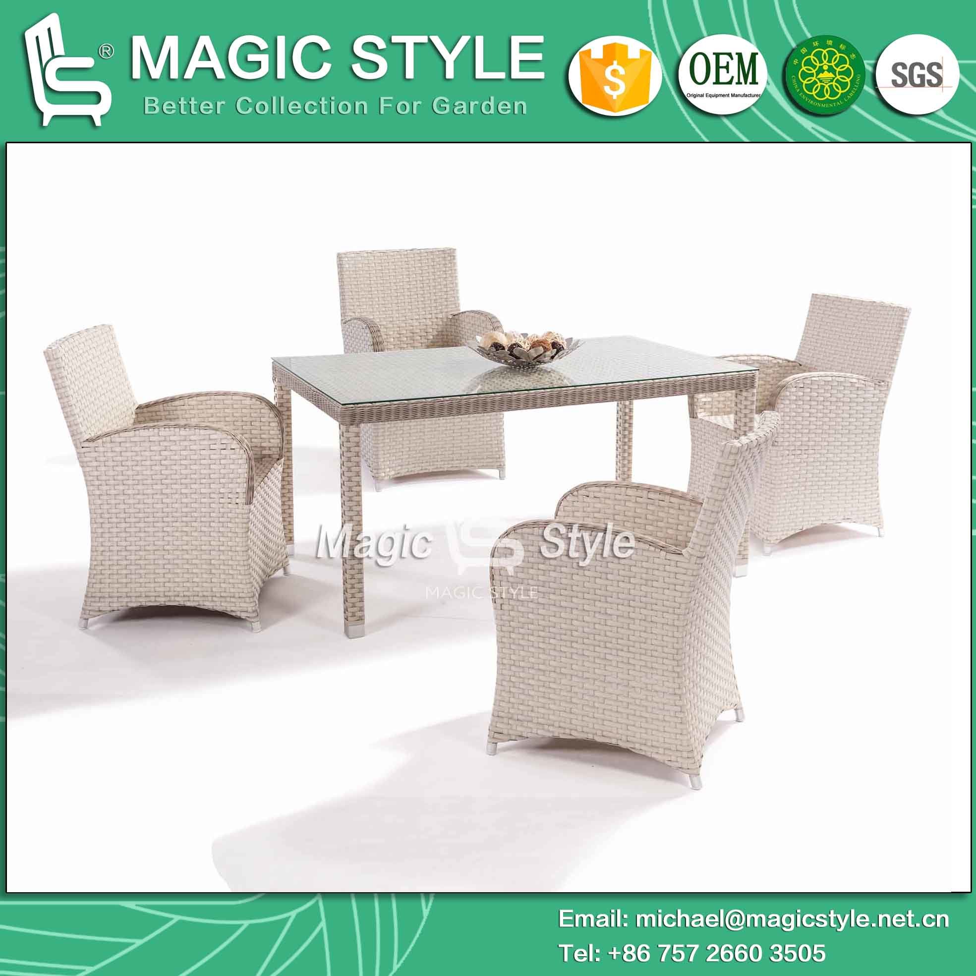 Wide Wicker Weaving Chair New Design Dining Set Garden Dining Set Rattan Dining Set (Magic Style)