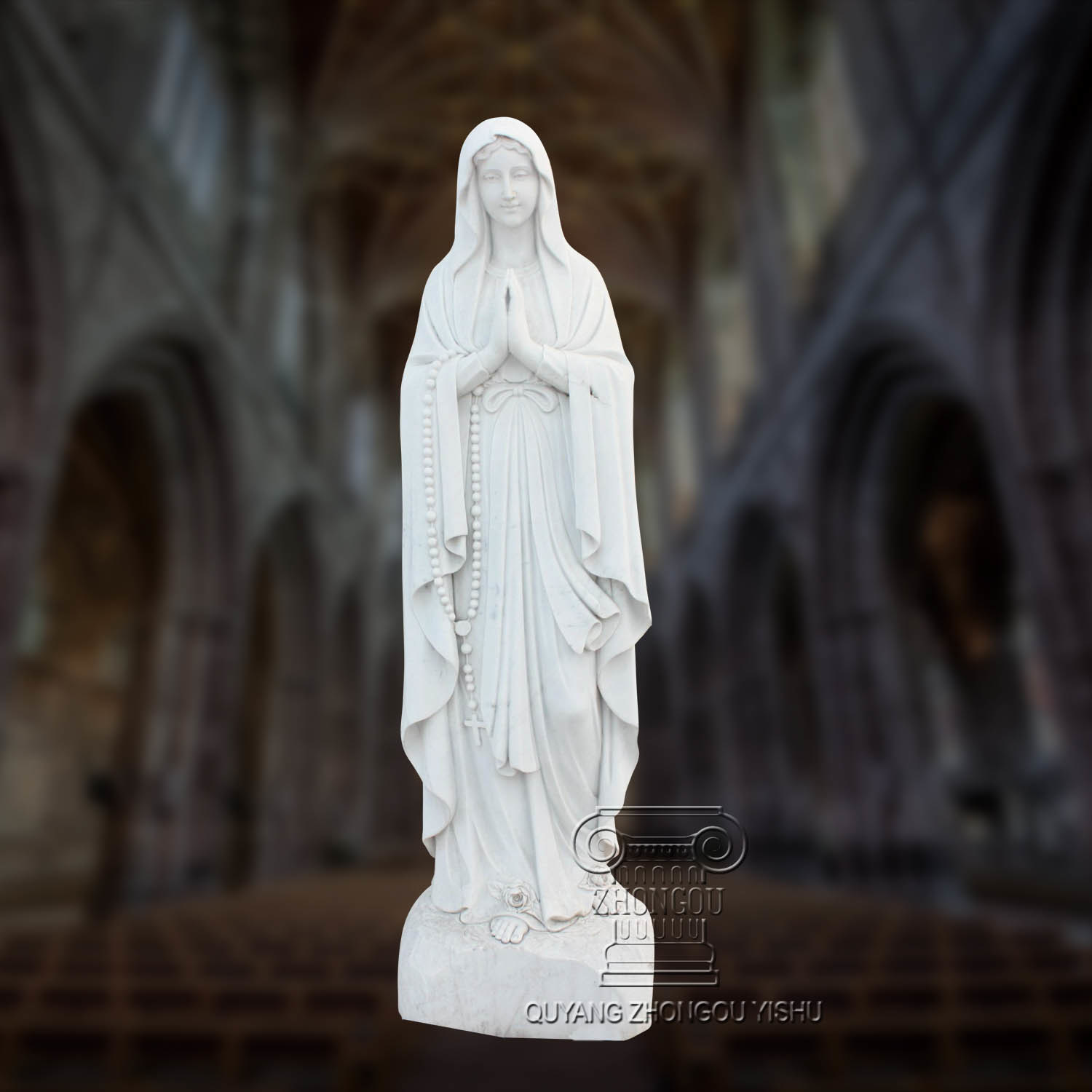 Exquisite Marble Statue of St. Mary