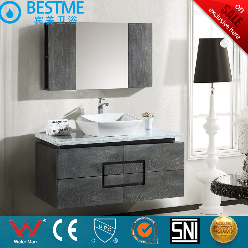 Deep Color Wooden Cabinet with Countertop Ceramic Basin by-X7093