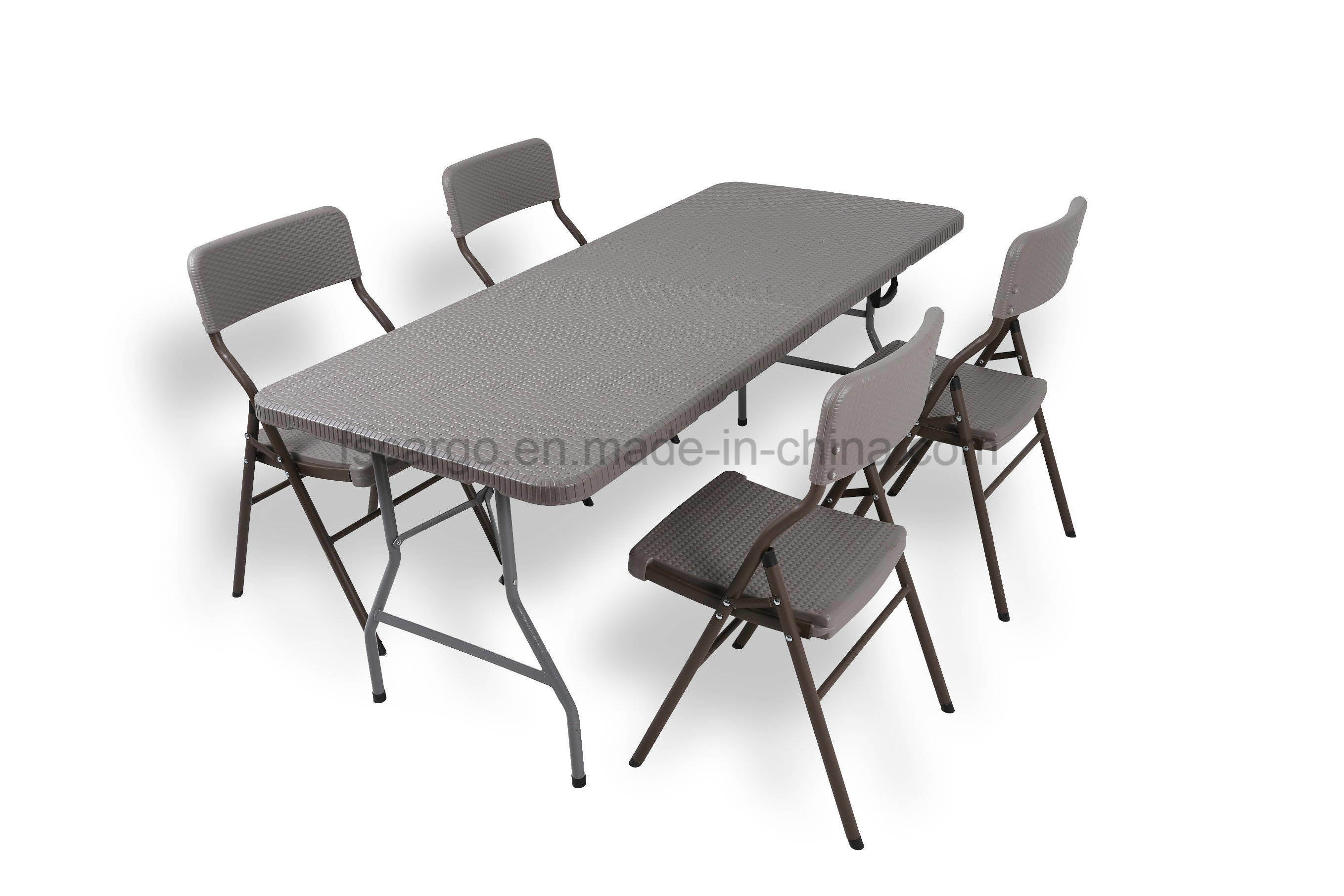 Imitated Rattan Finished Folding Table and Chair for Wholesale (CG-R180-2 & CG-R53-1)
