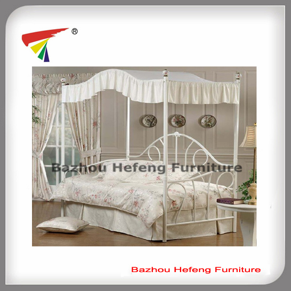 White Metal Single Bed Canopy/Day Bed for Home Furniture (dB004)